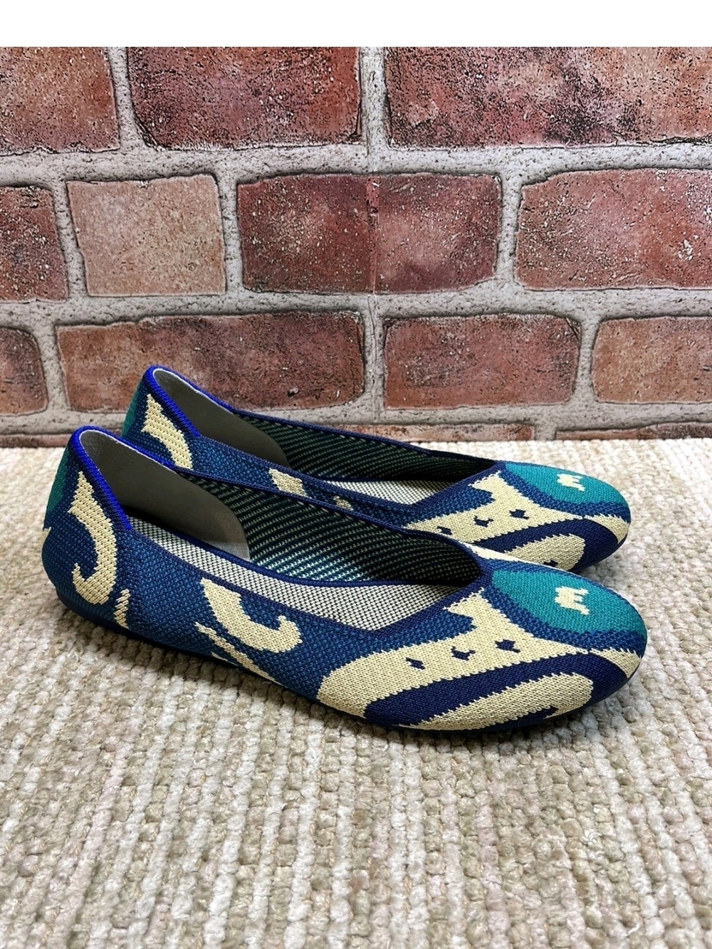 Rothy's Blue, Teal & Cream Knit Ballet Flats - Picture 4 of 10
